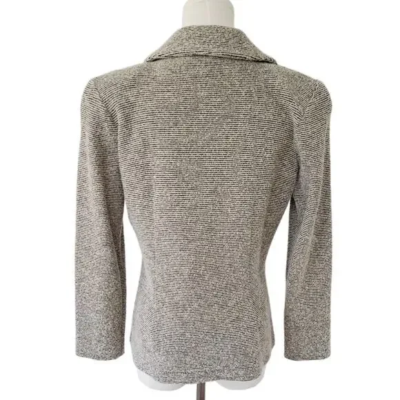 ST JOHN Vintage Black Cream Stripe Knit Blazer Jacket Size 4 - Picture 4 of 9